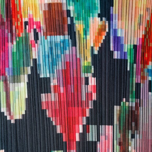 Pleats Please Issey Miyake Archival Pixelated Multicolour Flower Dress, Size M - Picture 5 of 7